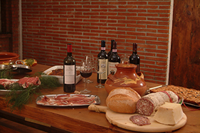 Photo of food and drink on table